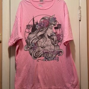 Disney Sleeping Beauty Princess Aurora Pink Sketched Graphic Tee Shirt 2XL